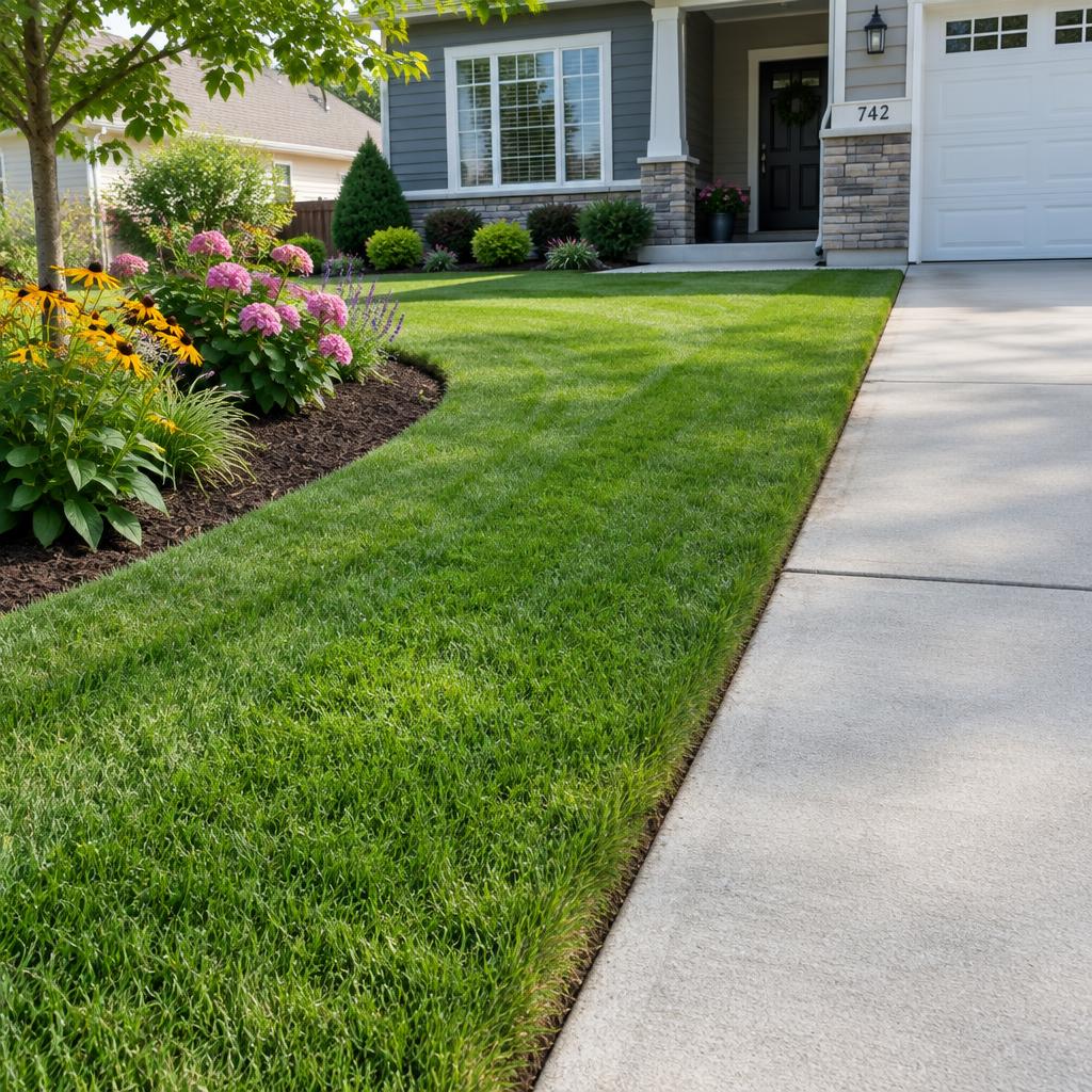 Crisp lawn edging along a driveway in Arlington, TX