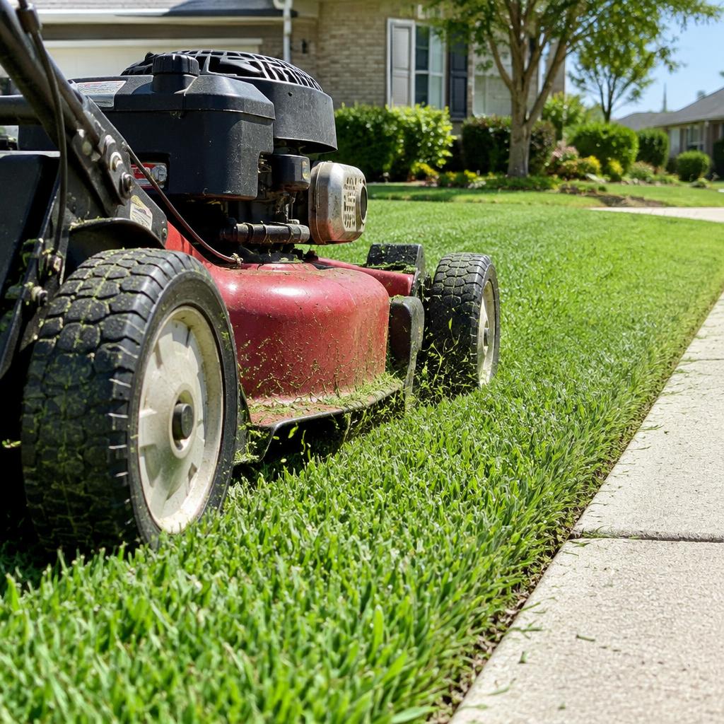Freshly mowed green lawn in Fort Worth, TX